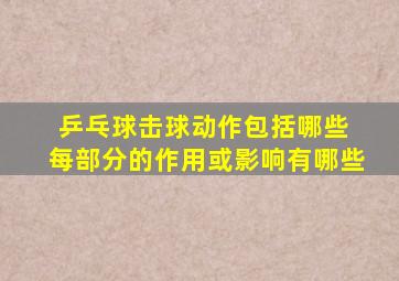 乒乓球击球动作包括哪些 每部分的作用或影响有哪些